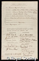 Grainger, Richard Dugard: certificate of election to the Royal Society