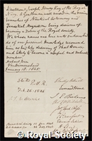 Kay, Joseph Henry: certificate of election to the Royal Society