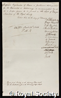 Argelander, Friedrich Wilhelm August: certificate of election to the Royal Society
