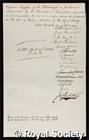 Kupffer, Adolph Theodor: certificate of election to the Royal Society