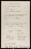 Henry, Thomas Hetherington: certificate of election to the Royal Society