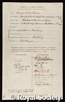 Johnson, Percival Norton: certificate of election to the Royal Society