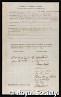 Sutherland, Alexander John: certificate of election to the Royal Society