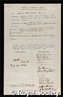 Rudge, Edward John: certificate of election to the Royal Society
