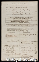 Hall, Sir William Hutcheon: certificate of election to the Royal Society