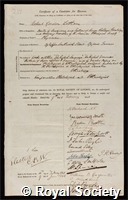 Latham, Robert Gordon: certificate of election to the Royal Society