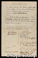 MacWilliam, James Ormiston: certificate of election to the Royal Society