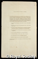 Adams, John Couch: certificate of election to the Royal Society