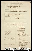 Godwin-Austen, Robert Alfred Cloyne: certificate of election to the Royal Society