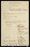 Ramsay, Sir Andrew Crombie: certificate of election to the Royal Society