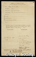 Fisher, Roger Horman: certificate of election to the Royal Society