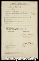 Hoskyns, Chandos Wren: certificate of election to the Royal Society
