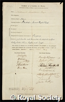 Montefiore, Nathaniel: certificate of election to the Royal Society