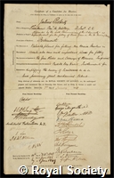 Roberts, Julius: certificate of election to the Royal Society