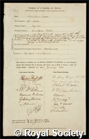 Graves, Robert James: certificate of election to the Royal Society