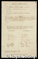 Schunck, Henry Edward: certificate of election to the Royal Society