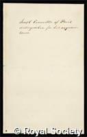 Liouville, Joseph: certificate of election to the Royal Society
