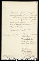 Weber, Wilhelm Eduard: certificate of election to the Royal Society