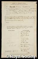 Hofmann, August Wilhelm von: certificate of election to the Royal Society