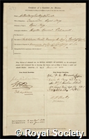 Wilmot, Arthur Parry Eardley: certificate of election to the Royal Society