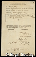 Gray, Henry: certificate of election to the Royal Society
