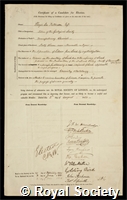 Pattinson, Hugh Lee: certificate of election to the Royal Society
