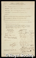 Simms, William: certificate of election to the Royal Society