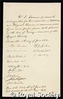 Lamont, Johann: certificate of election to the Royal Society
