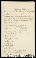 Peirce, Benjamin: certificate of election to the Royal Society