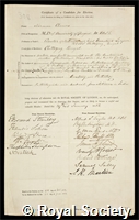 Chevers, Norman: certificate of election to the Royal Society