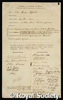 Appold, John George: certificate of election to the Royal Society