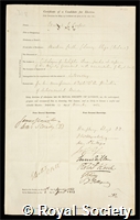 Cooper, Edward Joshua: certificate of election to the Royal Society