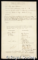 Gladstone, John Hall: certificate of election to the Royal Society