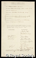 Saunders, William Wilson: certificate of election to the Royal Society