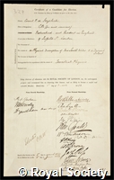 Strzelecki, Sir Paul Edmund de: certificate of election to the Royal Society