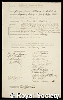 Allman, George James: certificate of election to the Royal Society
