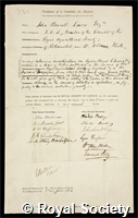 Lawes, Sir John Bennet: certificate of election to the Royal Society
