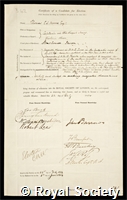 Moore, Thomas Edward Lawes: certificate of election to the Royal Society