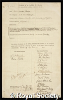 Thomson, Robert Dundas: certificate of election to the Royal Society