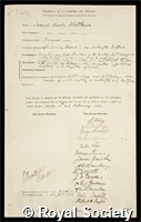 Whitbread, Samuel Charles: certificate of election to the Royal Society