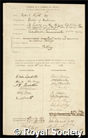 Wight, Robert: certificate of election to the Royal Society