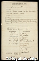 Wilson, George Fergusson: certificate of election to the Royal Society