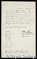 Plucker, Julius: certificate of election to the Royal Society