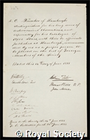 Rumker, Karl Ludwig Christian: certificate of election to the Royal Society