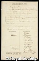 Salter, Henry Hyde: certificate of election to the Royal Society
