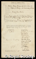 Harvey, William Henry: certificate of election to the Royal Society