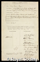 Rogers, Henry Darwin: certificate of election to the Royal Society