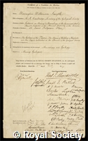 Smyth, Sir Warington Wilkinson: certificate of election to the Royal Society