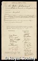 Schomburgk, Sir Robert Hermann: certificate of election to the Royal Society