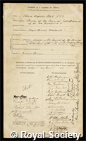 Abel, Sir Frederick Augustus: certificate of election to the Royal Society